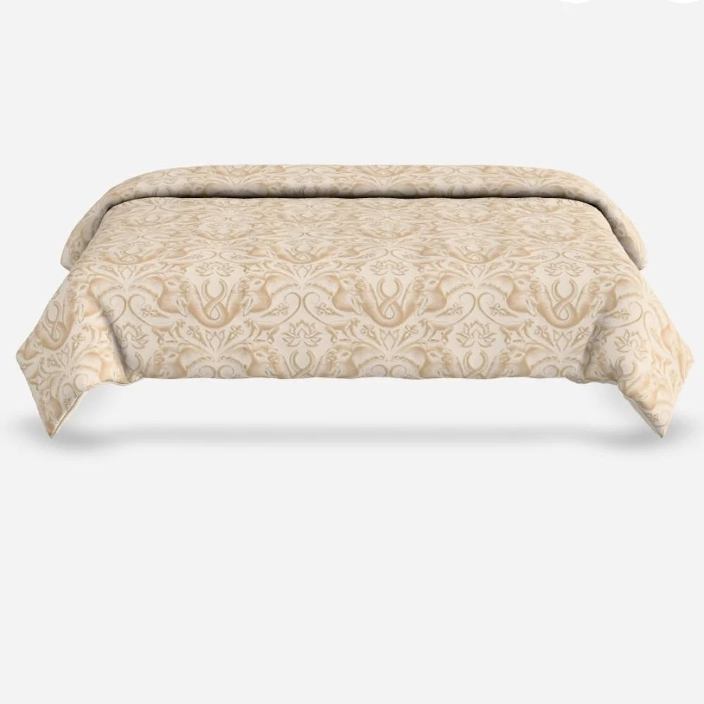 ❤️BUY 2 GET 1 FREE Entwined Elephants Natural King Duvet Cover,The White Lotus